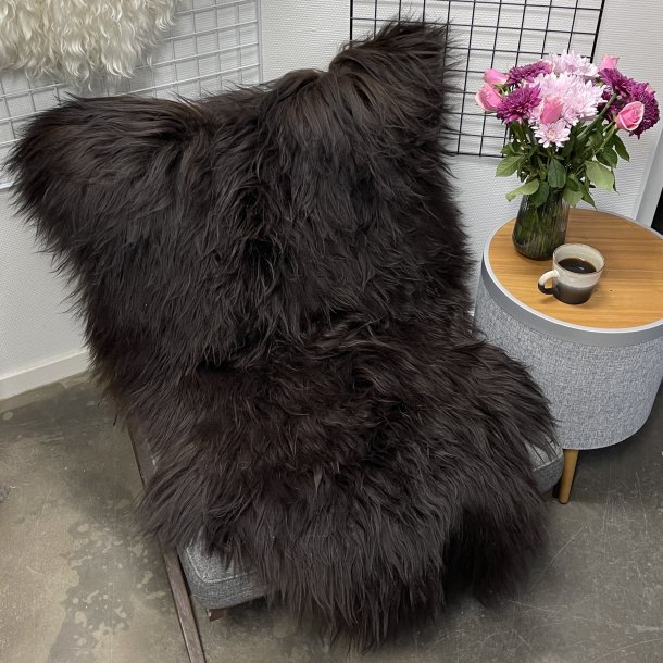 Islandsk lammeskind langh�ret sort str XL - 4113