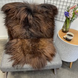 Islandsk lammeskind langh�ret brunt str M - 2319