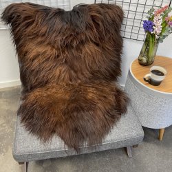 Islandsk lammeskind langh�ret brunt str M - 2320