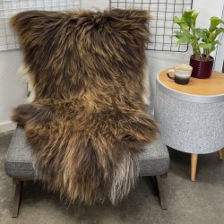 Islandsk lammeskind langh�ret naturligt brun str XL - 4315