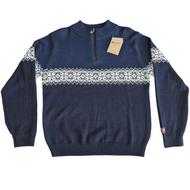 Pullover 100% merinould Bl/Navy