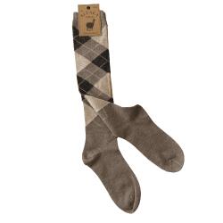 Knlange Alpaka uldsokker med ternet mnster