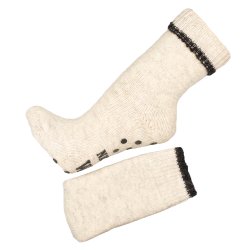 Uldsokker skridsikre 80 % uld hvid