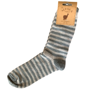 Stribede Alpaka sokker Gr/Beige 