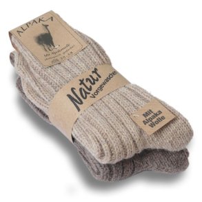92 % Alpakauld tykke 2 par Brun/Beige