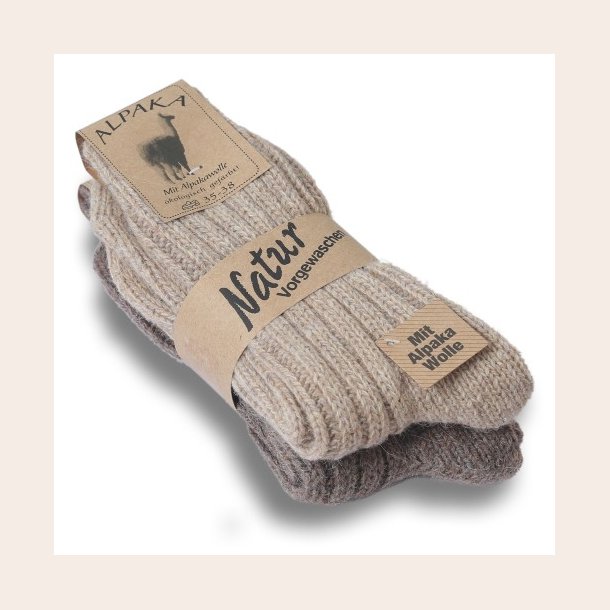 92 % Alpakauld tykke 2 par Brun/Beige