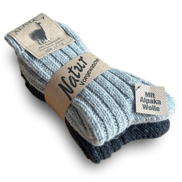 92 % Alpakauld tykke 2 par Gr/Mrkegr