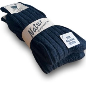 92 % Alpakauld tykke 2 par Sort/Sort