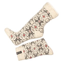 Uldsokker Hjerte-mnster 80% uld