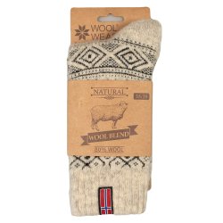 Uldsokker Norsk flag 80% uld gr