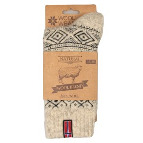 Uldsokker Norsk flag 80% uld gr