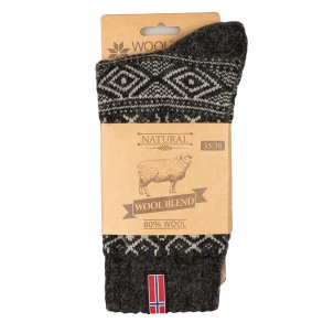 Uldsokker Norsk flag 80 % uld koks