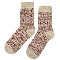 Uldsokker norsk flag 80 % uld rd