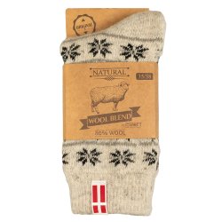 Uldsokker Dansk flag 80 % uld gr