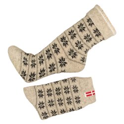 Uldsokker Dansk flag 80 % uld gr