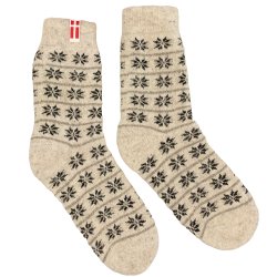 Uldsokker Dansk flag 80 % uld gr