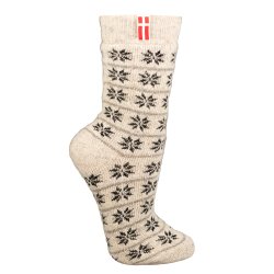 Uldsokker Dansk flag 80 % uld gr