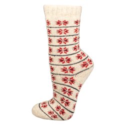 Uldsokker Dansk flag 80% uld Rd