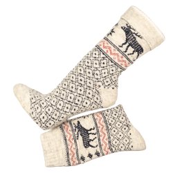 Uldsokker Elgmotiv 80% uld