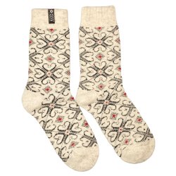 Uldsokker Hjerte-mnster 80% uld