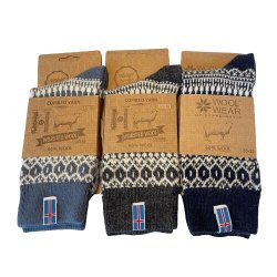 Uldsokker Islandsk flag 60 % uld lysebl