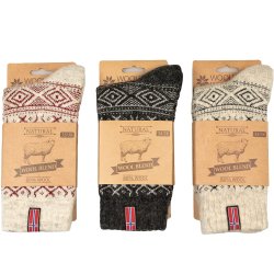 Uldsokker Norsk flag 80% uld gr