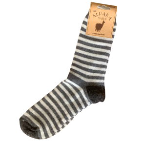 Stribede Alpaka Sokker Gr/Hvid
