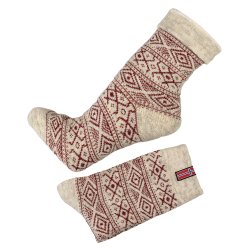 Uldsokker norsk flag 80 % uld rd