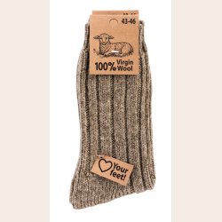 tykke uldsokker 100% lammeuld Brun